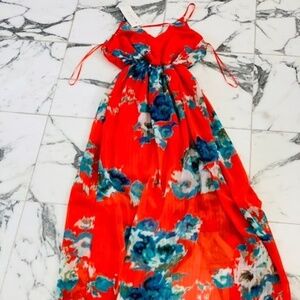 Sheer floral wrap dress XS